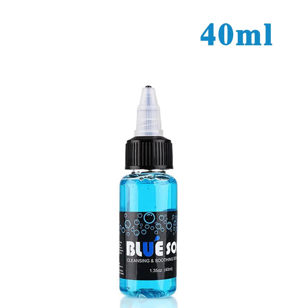 500/40ML Tattoo Blue Soap Cleaning Soothing Solution With Tattoo Foam Diffuser Bottle Blue Algae Soap and Bottle Cleaning Supply