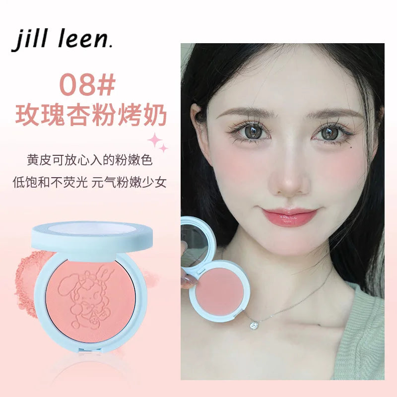 JILL LEEN Monochrome Colorful Soft Mist Blush Disc Highlight Grooming Peach Gills Purple Matte Brightening Expansion Color