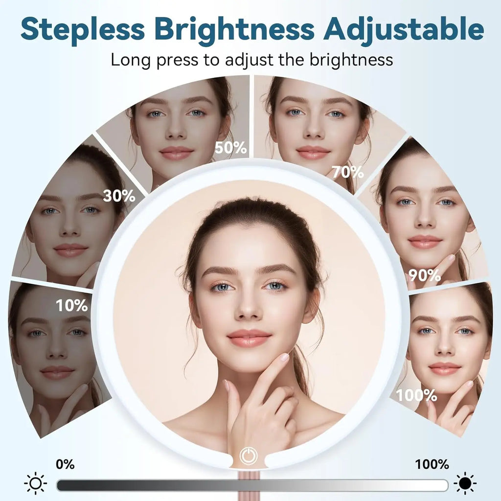 Portable Vanity Makeup Mirror with Lights Touch Control 3-Speed Brightness Multi-Angle LED Cosmetic Mirror for Makeup & Grooming