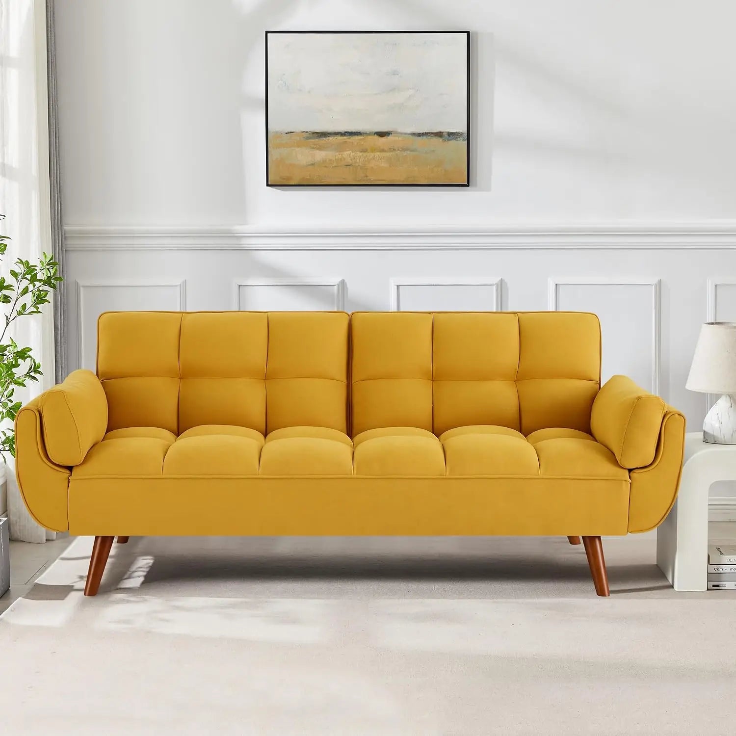 Modern Convertible Sleeper Sofa, 75" Twin Futon with Adjustable Split Backrest for Living Room Small Spaces, Grey, Customized