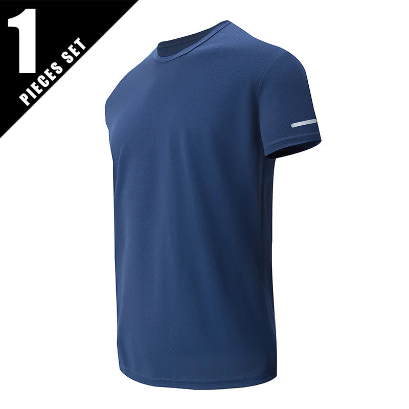 1/2 Piece Men's Four Season Short Sleeved Quick Drying Sports And Fitness Comfortable Plus Size Youth Casual Basic T-shirt