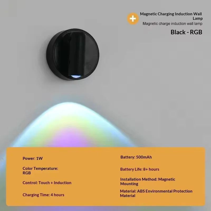 LED Light Magnetic Rechargeable Wall light Spotlight Wireless No Punch Reading Light With Touch Switch Dimmable Bedside Lamp