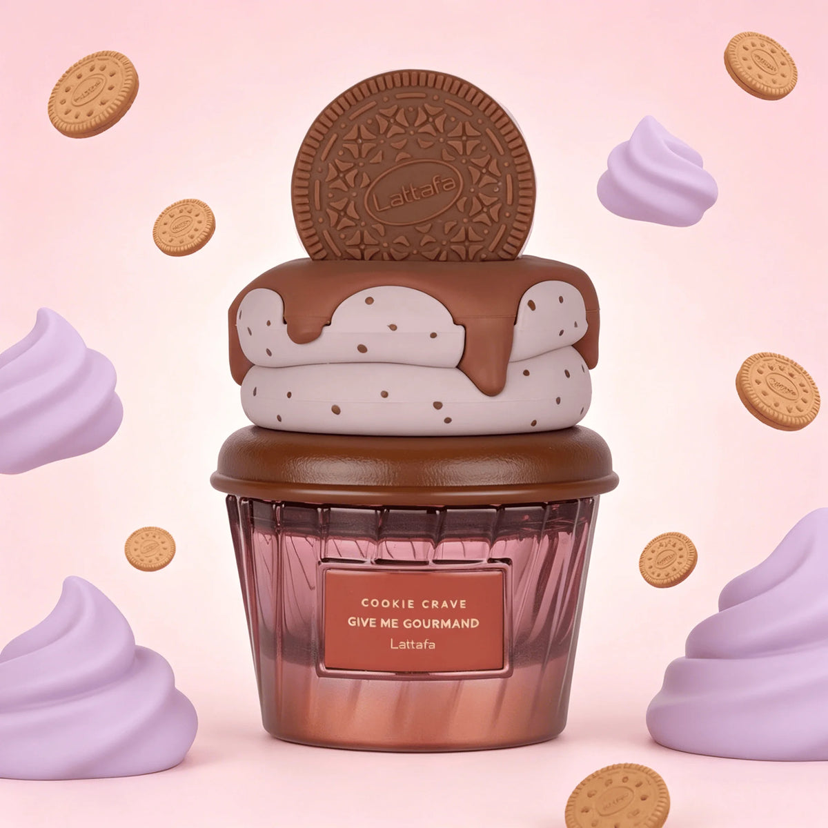 Yara Lattafa Cookie Crave Give Me Gourmand Eau De Parfum Long Lasting Sweet Cookie Cream Gourmand Fragrance Women Perfume Cute Cupcake Cookie Cap Bottle Dessert Scent Holiday Gift for Ladies
