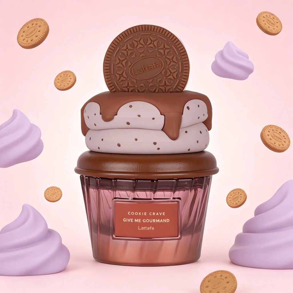 Yara Lattafa Cookie Crave Give Me Gourmand Eau De Parfum Long Lasting Sweet Cookie Cream Gourmand Fragrance Women Perfume Cute Cupcake Cookie Cap Bottle Dessert Scent Holiday Gift for Ladies
