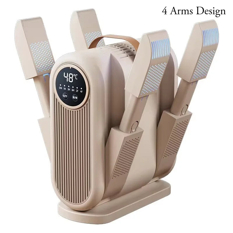 Portable 6 Arms Electric Shoe Dryer Foldable Boot Drying Machine Household Shoe Warmer Heater With Intelligent Timer Shoe Blowe
