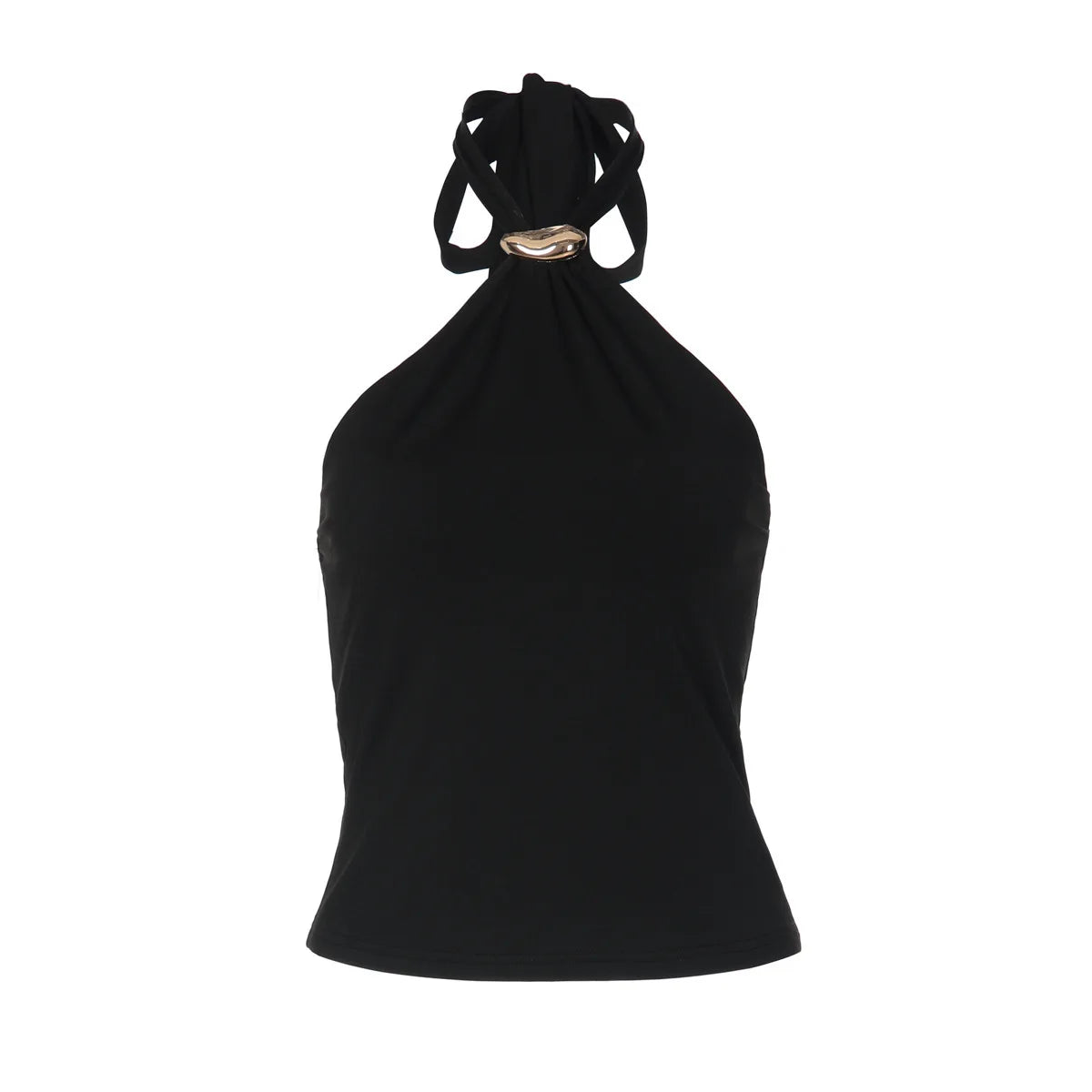 2026 Summer Fashion New Women's Retro Retro Hot Girl Tight Strap Top Hanging Neck Naked Back Sexy Vacation Beach Vest
