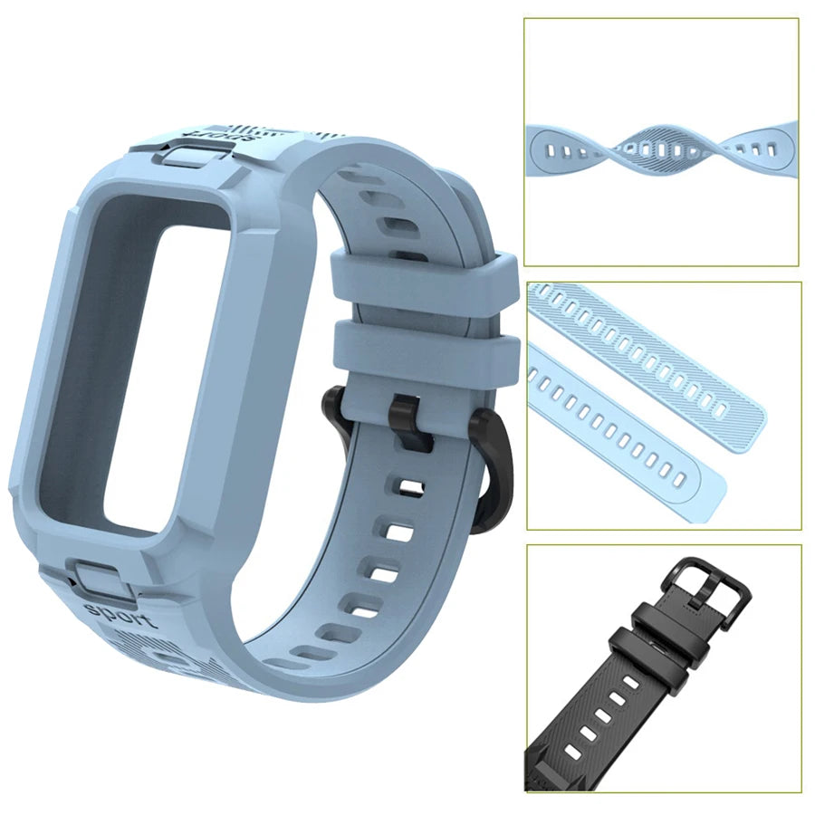 Case+Silicone Strap For Xiaomi Smart Mi Band 9 8 Active Accessories Sports Integrated Bracelet Correa+Cover For Redmi Band 3 2