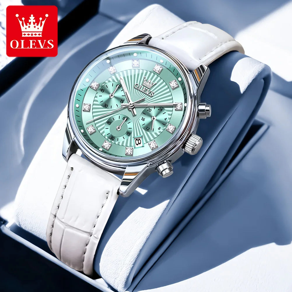 OLEVS 3669 Womens Watch Fashion Brand Waterproof Luminous Multifunctional Chronograph Quartz Watch Date Ladies Watches With Box
