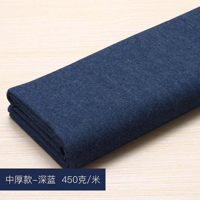 Washed Denim Jeans Fabric Cotton By The Meter for Needlework Dress Skirt Shirt Jacket Pants Diy Sewing Wearable Soft Cloth Blue