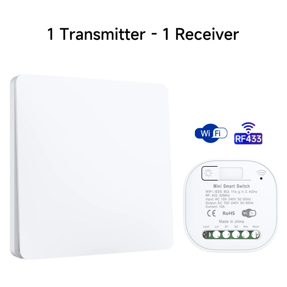 Smart Wifi Wireless Switch RF433 Self-Powered Push Button Wall Panels Remote Controller Light Switch Waterproof Wall Switches
