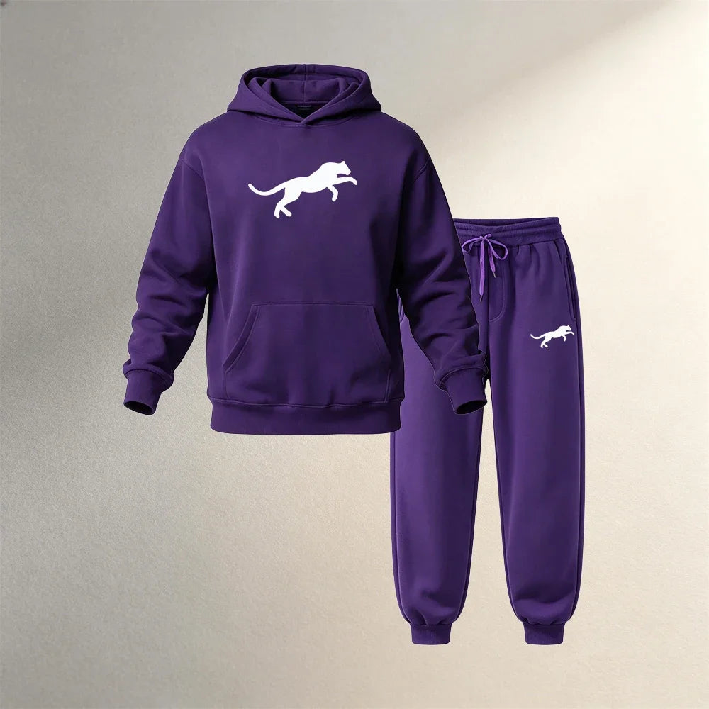 Men's Clothing Pullover Hoodies Sets 2Pcs Autumn Winter Sport Casual Fashion Men's Warm Sweatpants Suit Loose Street Male Outfit