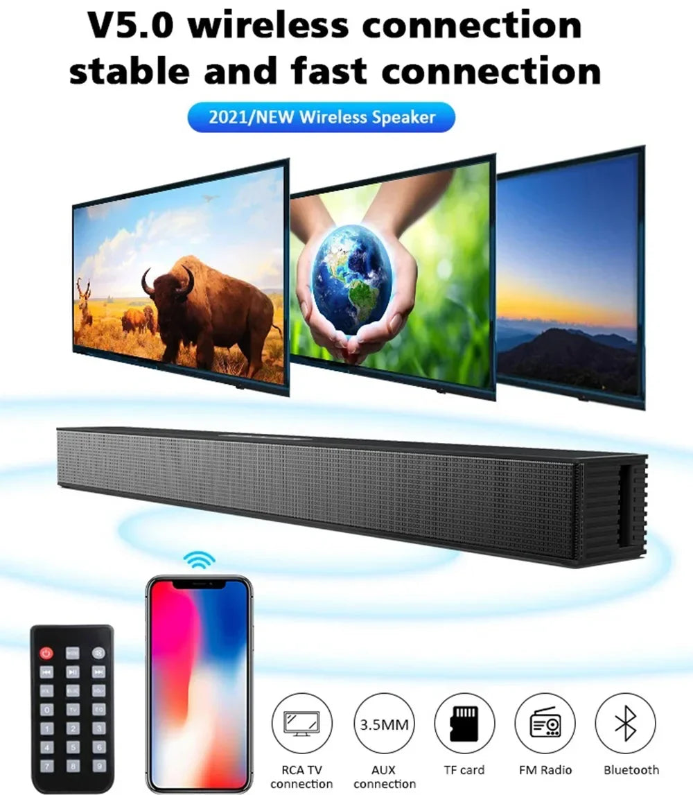 40W Soundbar for TV with Subwoofer Home Theater Multi Function Speaker Optical HDMI Coaxial AUX Wall Mounted Bluetooth Sound bar