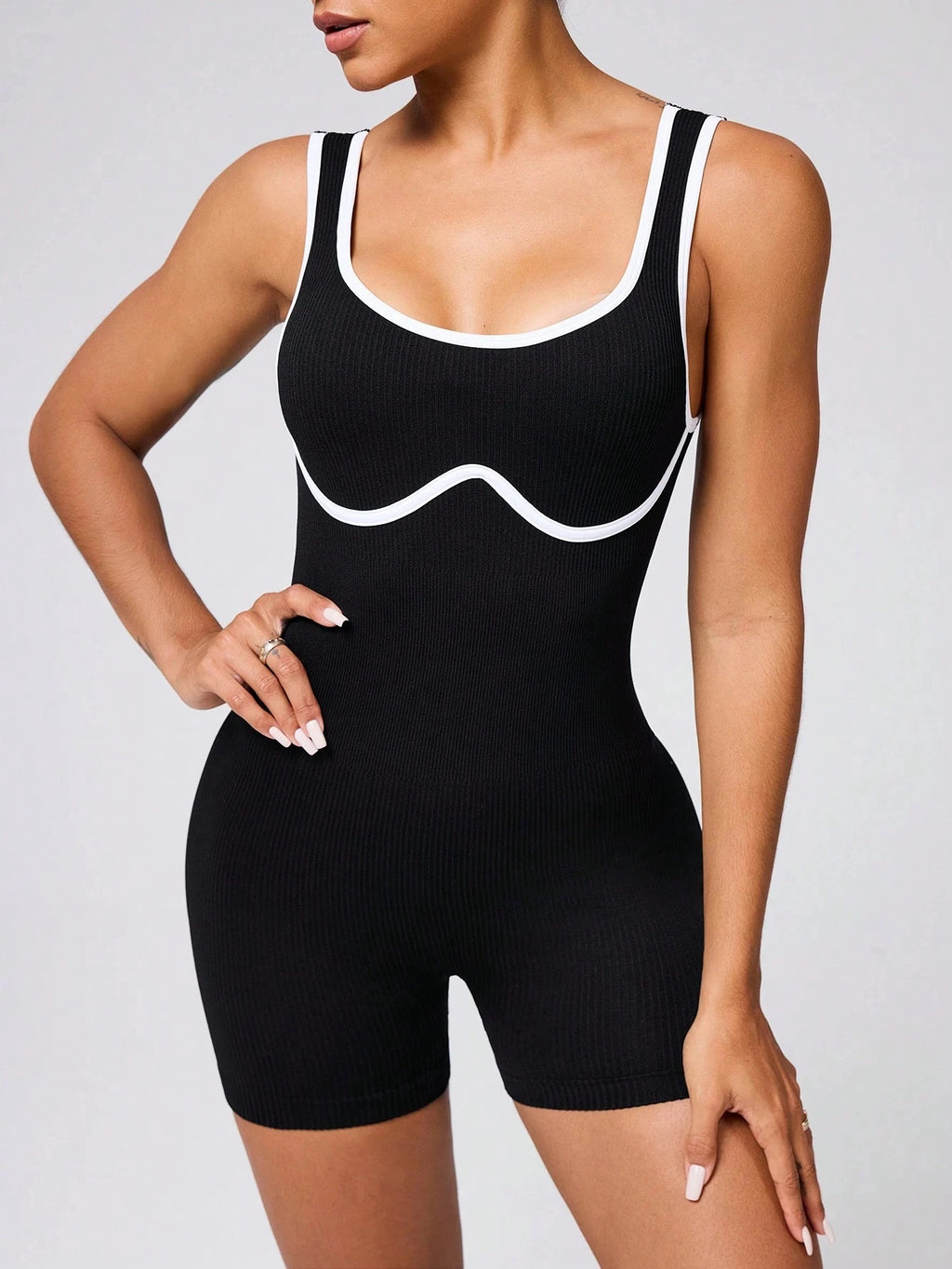 Women's Seamless One-Piece Yoga Bodysuit, High-Waisted Aerial Dance Leotard with Crossover Back, Color Block Sportswear for Pila