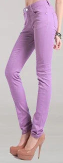 Women's Candy Color Pants Pencil Trousers Spring Autumn Elegant Office Mid Waist Pants For Women Slim Skinny Jeans Pants Female