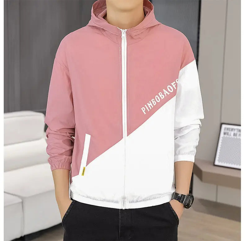 Men's Hooded Sun Protection Clothing Fashion Summer Thin Ice Silk Hiking Jacket Outdoor Sun Shade Coat UV Protection Windbreaker