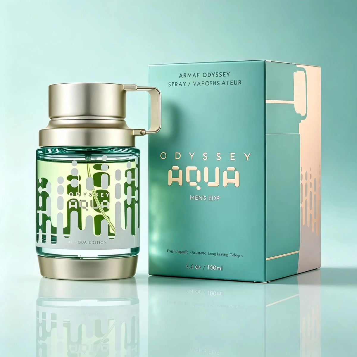 Armaf Odyssey Aqua Men's EDP, 3.4 Oz/100ml, 1 Bottle, Fresh Aquatic Aromatic Long Lasting Cologne, Men's Fragrance Gift, Birthday, Anniversary, Fall, Thanksgiving, Black Friday, Christmas, New Year Holiday Gift