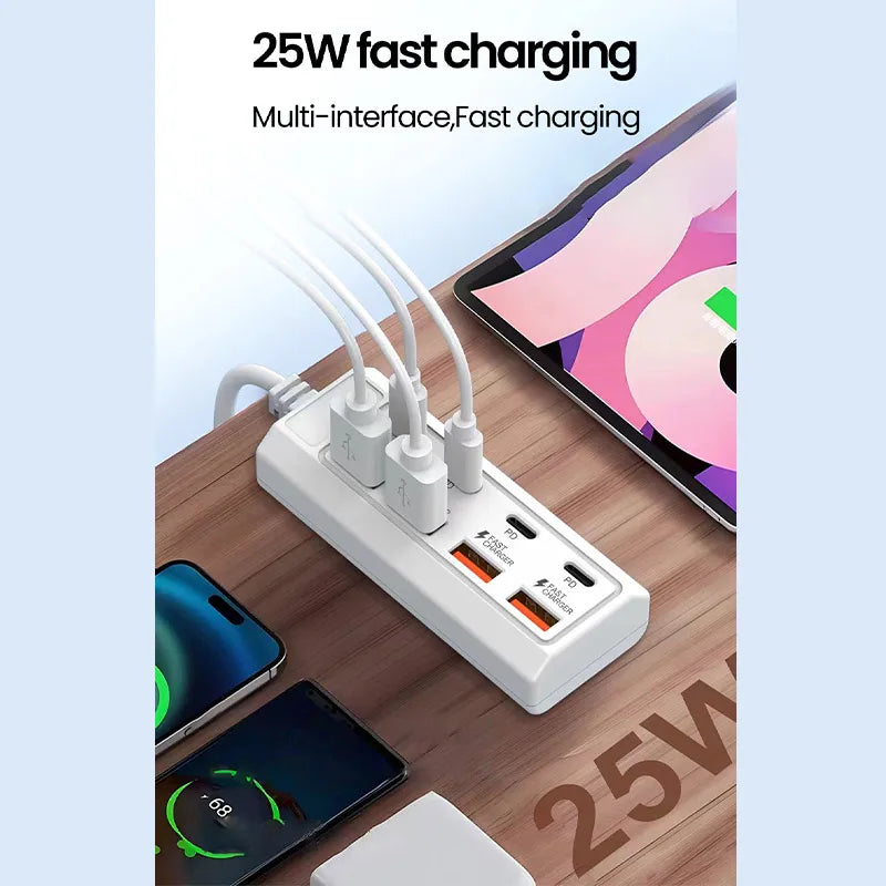 25W Multi Ports USB Type C Charger Wall Charger USB Fast Charging Travel Socket Universal Phone Adapter