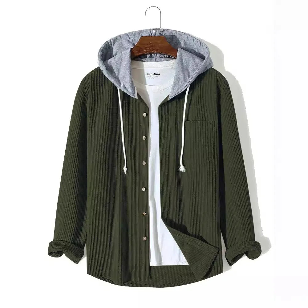 Men Cardigan Single Breasted Hoodies Hooded Sweatshirts Spliced Button Long Sleeve Outerwear Casual Sports Pockets Loose