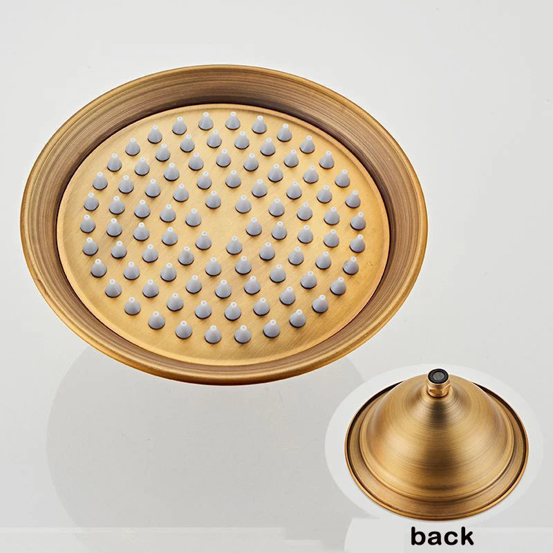 8 Inch Round Ceramic Handle Shower Head Bathroom Solid Brass Copper Rain Shower Head Waterall Hand Shower