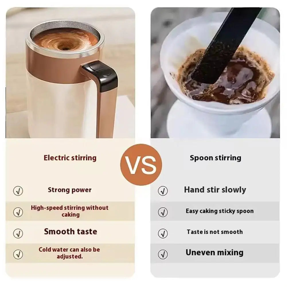400ML Mixing Cup LED Temperature Display Coffee Cup 316 Stainless Steel Magnetic rotating stirring Milk Coffee Self Stirring Mug