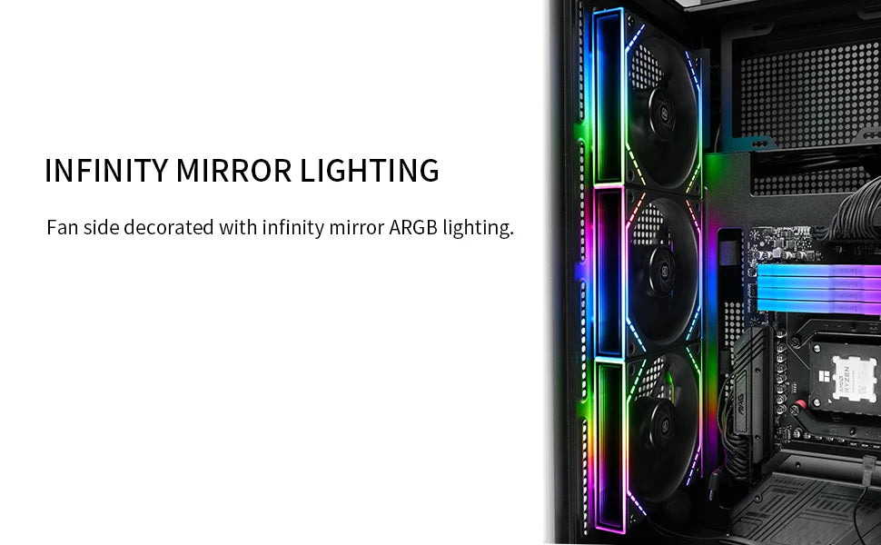 Thermalright TL-M12Q X3 120mm PC Case Cooling Fans, Daisy-Chain | 2000RPM | High Airflow | ARGB | Dual Infinity Mirrors Lighting