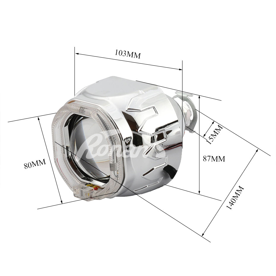 Ronan 2.5 Bixenon 8.1 Projector Lens HID Use H1 Bulb H1 H4 H7 Socket with LED Optical Angel Eyes Integration Shrouds Retrofit
