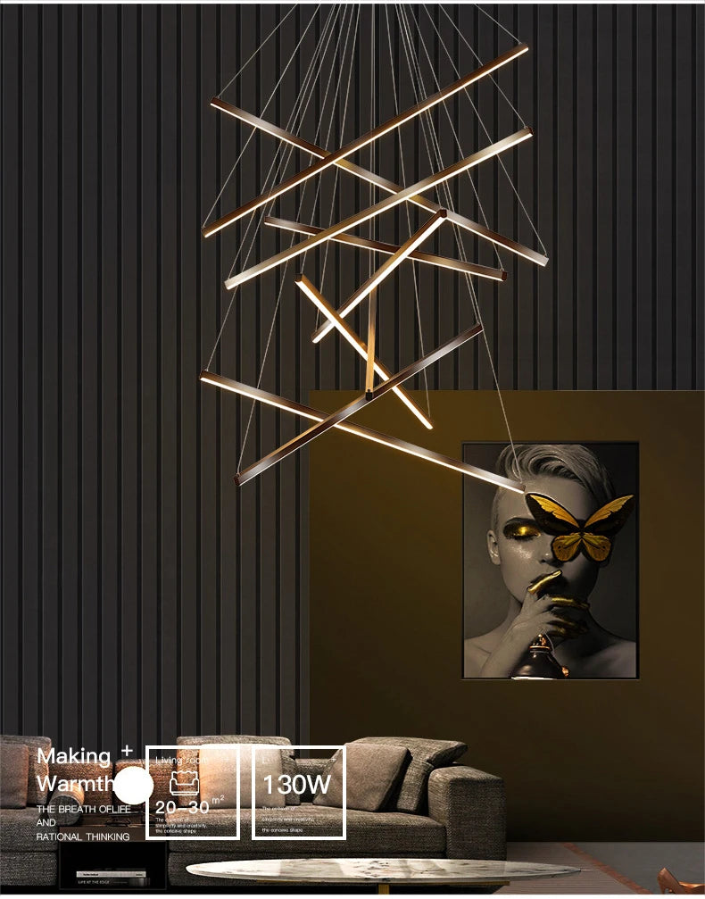 Modern LED Ceiling Chandelier Stair Living Room Pendant Lamp Kitchen Hall Hanging Light Indoor Home Decoration Lighting Fixture