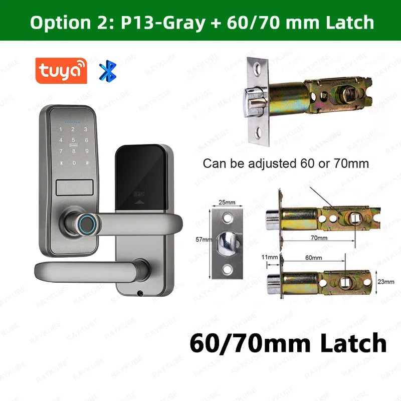 CDOK P13 Smart Biometric Fingerprint Door Lock Electronic Door Lock Tuya/Smartlife App Set Fingerprint/ Password/ Card Unlock