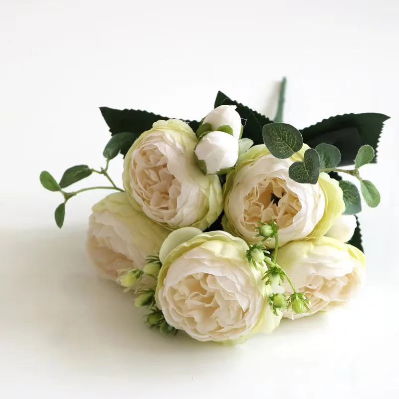 Artificial Flowers Rose Silk Peony Brial Bouquet Home Room Table Decora Festival Wedding Scrapbook Fake Plants Diy Gifts Props