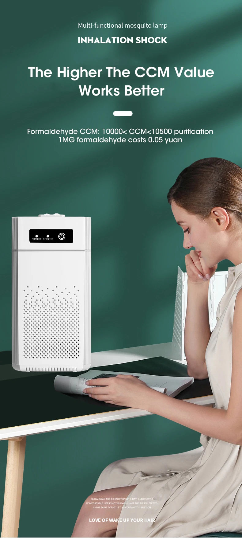 Smart Intelligent Desktop Air Purifier H12 HEPA Filter Negative Ions Generator Air Purification