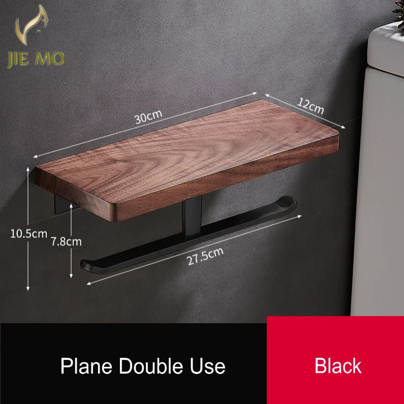 Paper Towel Rack Black Walnut Toilet Roll Rack Creative Solid Wood Paper Towel Hook Bathroom Rack