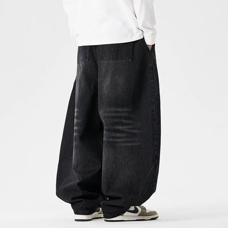Streetwear Men Wide Leg Denim Pants Harajuku Baggy Jeans Male Casual Oversized Jean Trousers Men Fashion Large Size 5XL