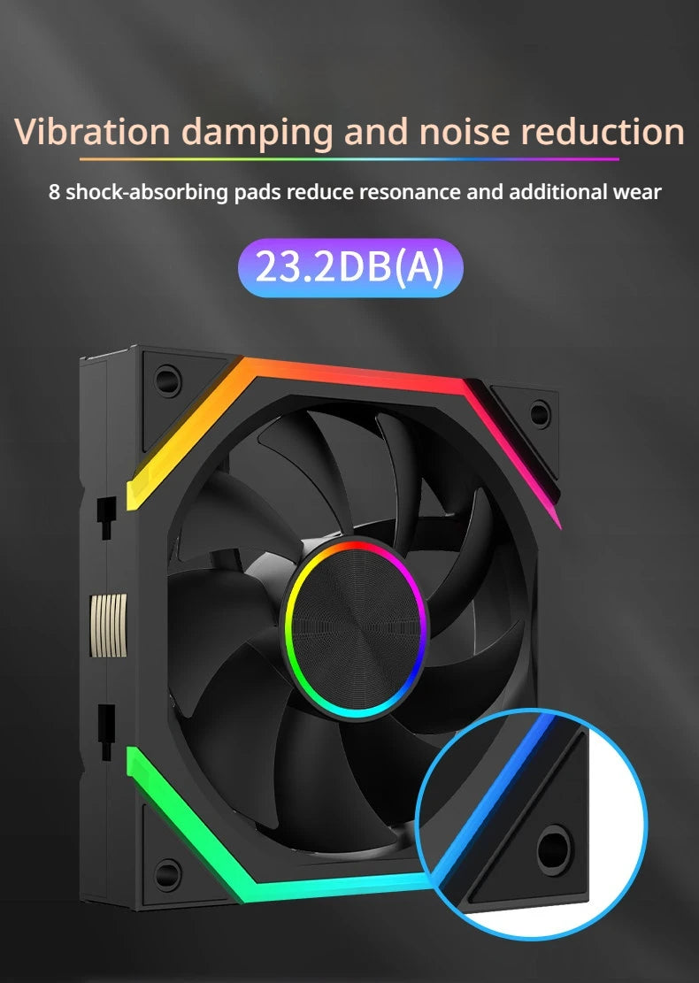 Veebyte XY 120/240/360 Building Block Wireless Splicing Fan 120mm PC Fan PWM Speed Control ARGB 12V Large Air Volume Chassis Fan