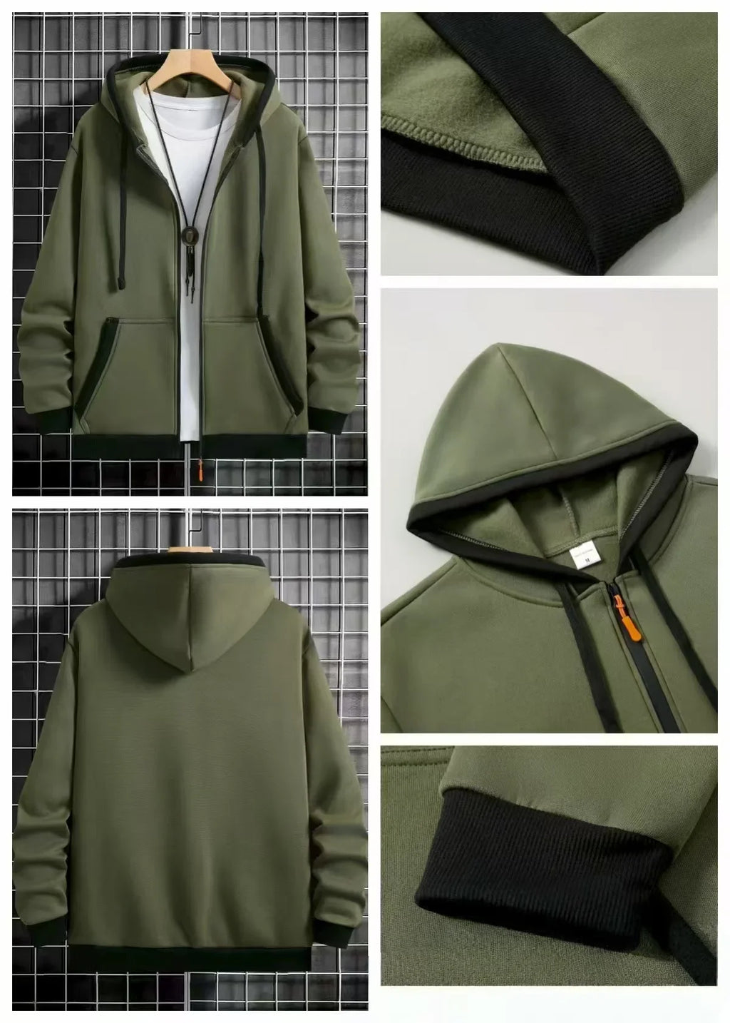 Spring and Autumn Men's Zipper Jacket Warm Windproof Hoodies Thickened Cardigan Sports Long Sleeve Sweatshirts Hooded Coat