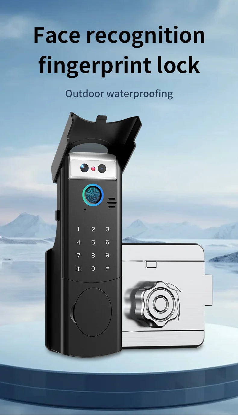 Waterproof Intercom Face Recognition Tuya Wifi Fingerprint Code RFID Card Smart Lock with Doorbell/Rechargeable Li-Battery/Keypa