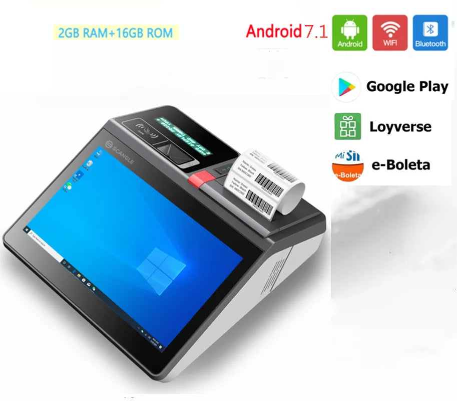 11.6inch Desktop /Wall-mounted Windows & Android Cash Register POS Systems with 80mm Autocutter Thermal Receipt & Label Printer