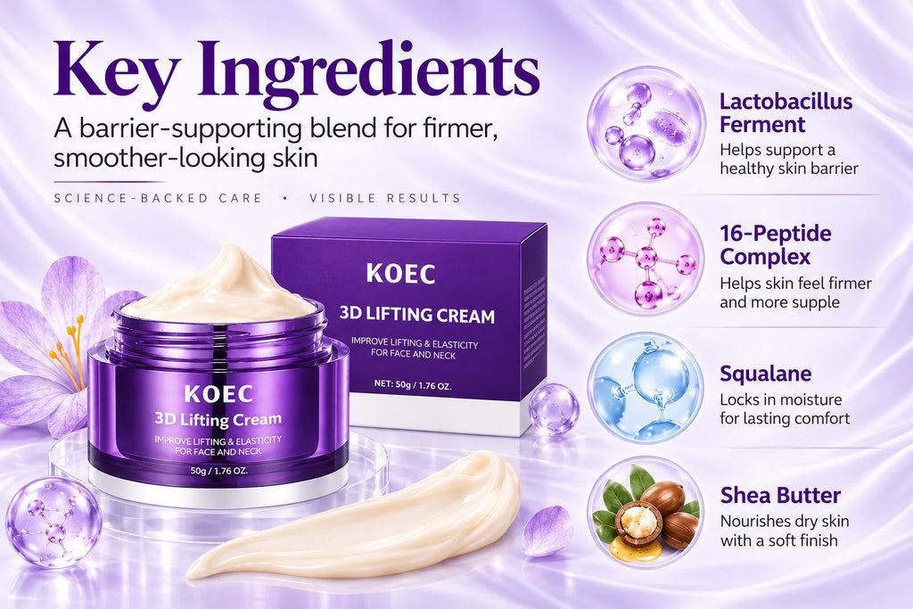 3D Lifting Cream, Firming Skin with Plant Squalane, Shea Butter & 16-Peptide Complex, Improves Uneven Skin Tone, Suitable for All Skin Types, Hydrating & Moisturizing Face Cream, 50g/1.76oz