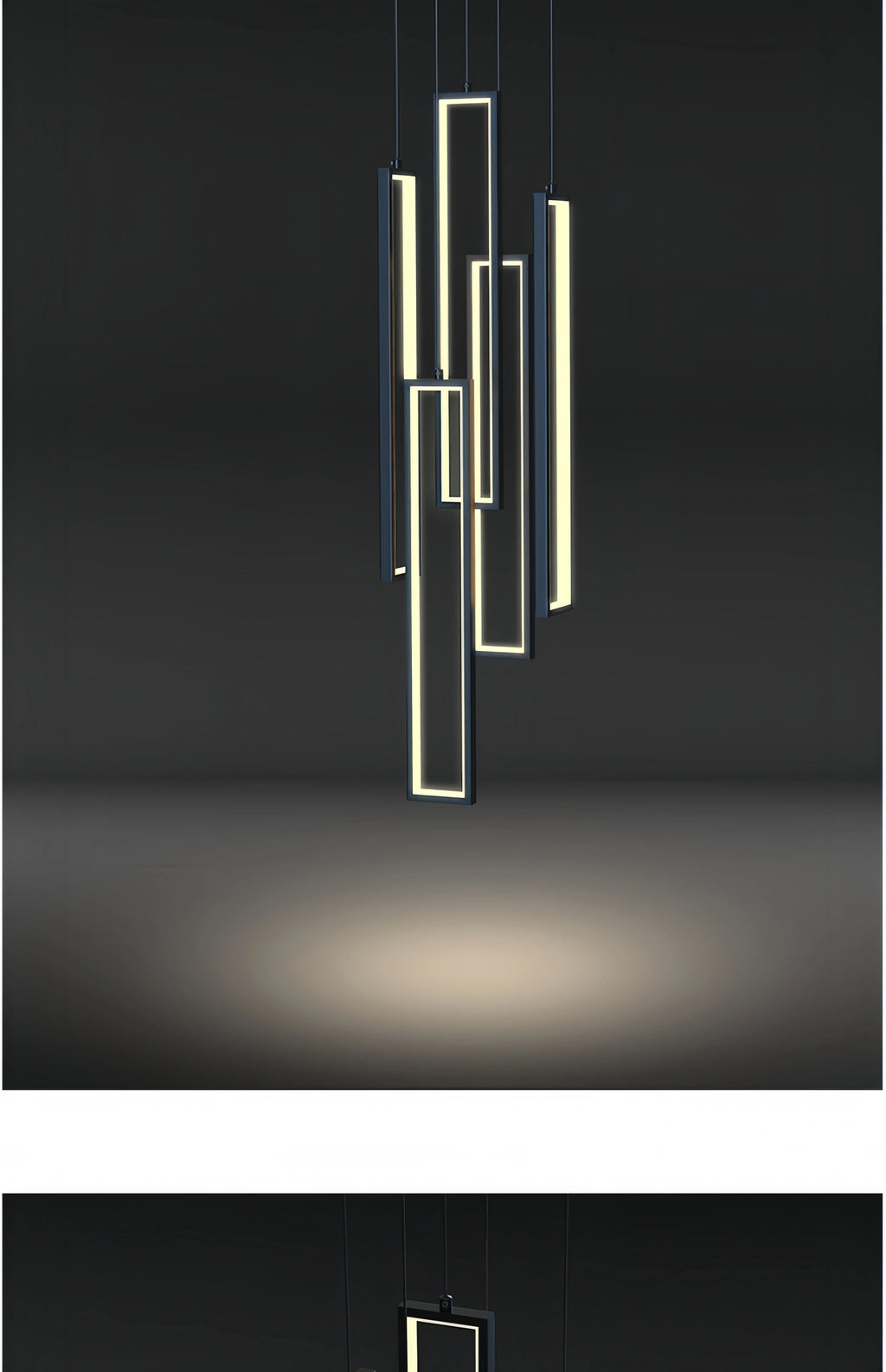 Modern Simple Staircase LED Chandeliers Aluminum Squarer Pendant Lights Loft Villa Duplex Exhibition Hall Decor Lighting Fixture