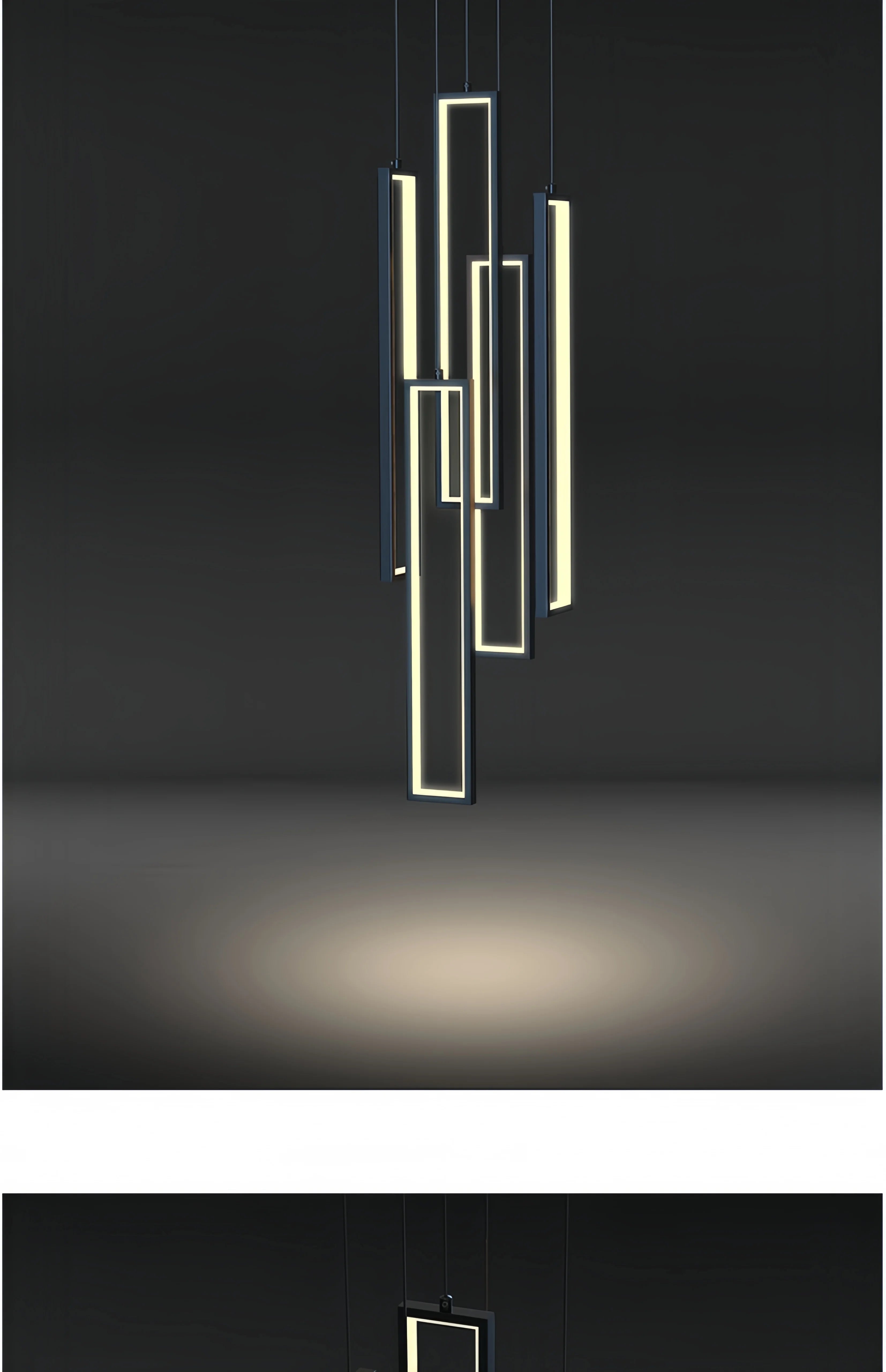 Modern Simple Staircase LED Chandeliers Aluminum Squarer Pendant Lights Loft Villa Duplex Exhibition Hall Decor Lighting Fixture