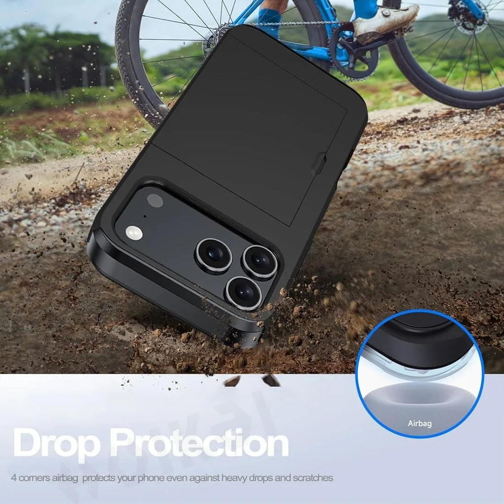 For iPhone 17 Pro Max 16 Pro Max 15 Pro 15 14 13 12 Wallet Card Case Holder Slide Slot Slim Hard PC Heavy Duty Protective Covers