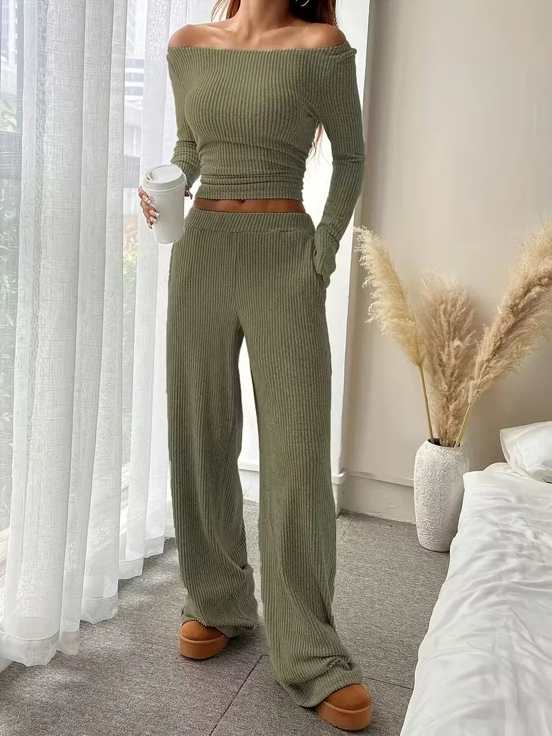 Casual Workout Two Piece Sets Woman Outfits Crop Long Sleeves Tops Long Pants Tracksuit Suit Summer And Fall 2026 New Lounge Set