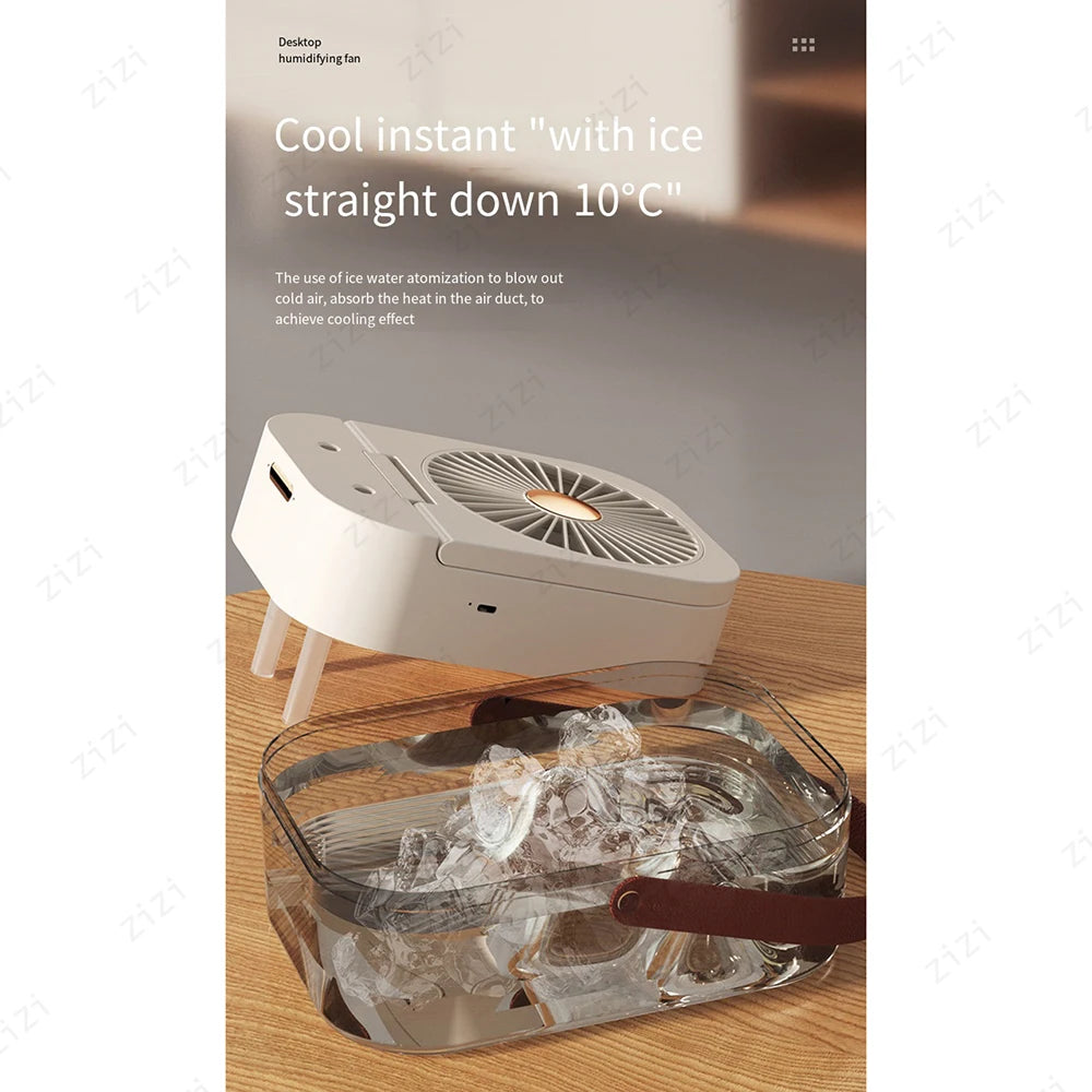 Double Port Spray High-capacity Electric Fan Humidifier USB Portable Portable Remote Control Humidifier with Atmosphere Light