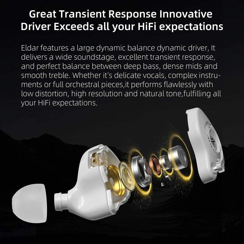KZ Eldar 1DD In-Ear Monitor, Custom Dynamic Driver, Balanced Sound Fast Transient, HiFi Earphone