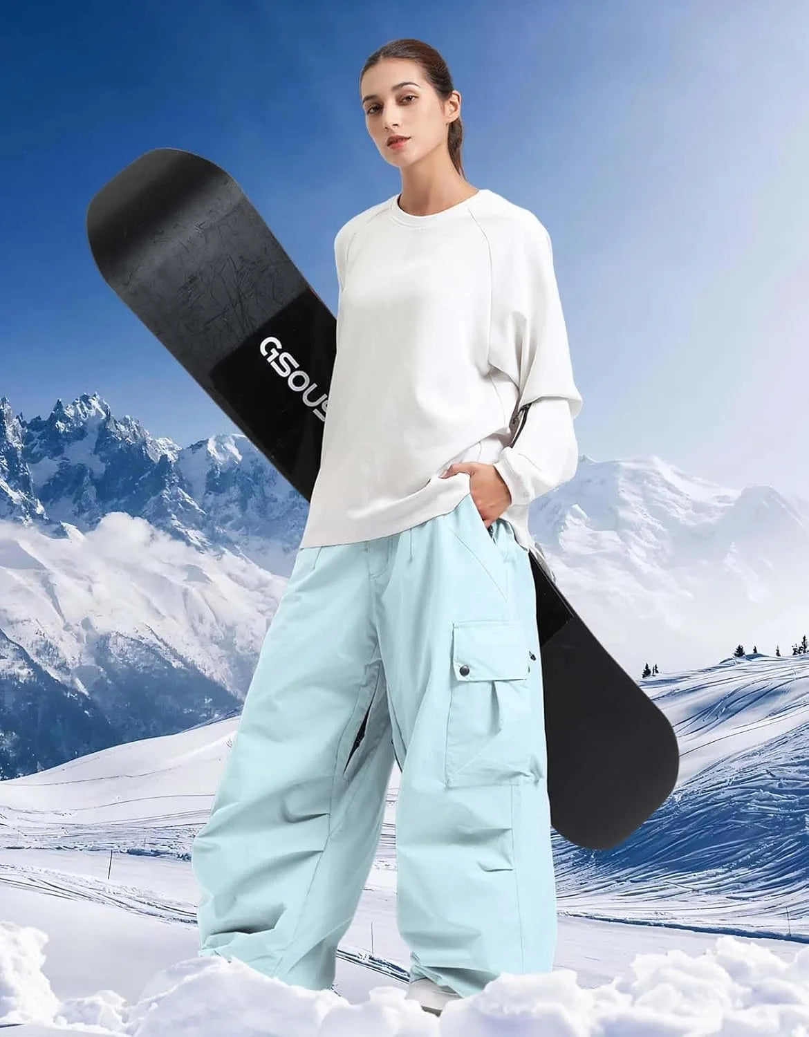GSOU SNOW 2025 Loose Skiing Pants Snowboard Sport Trousers Outdoor Waterproof Windproof Ski Wear Winter Warm Female Ski Britches