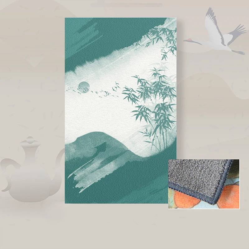30*18cm High-end Tea Towel With Retro Style And Colorful Painting, Special Tea-drinking Cloth, Premium Tea Set