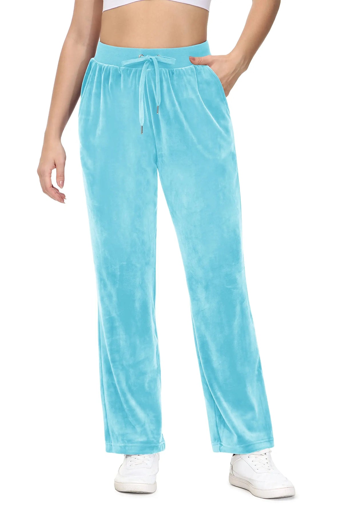 TACVASEN Winter Velvet Pants Womens Drawstring Elastic Waist Fleece Pants Workout Lounge Yoga Velour Pants Sweatpants Jogger