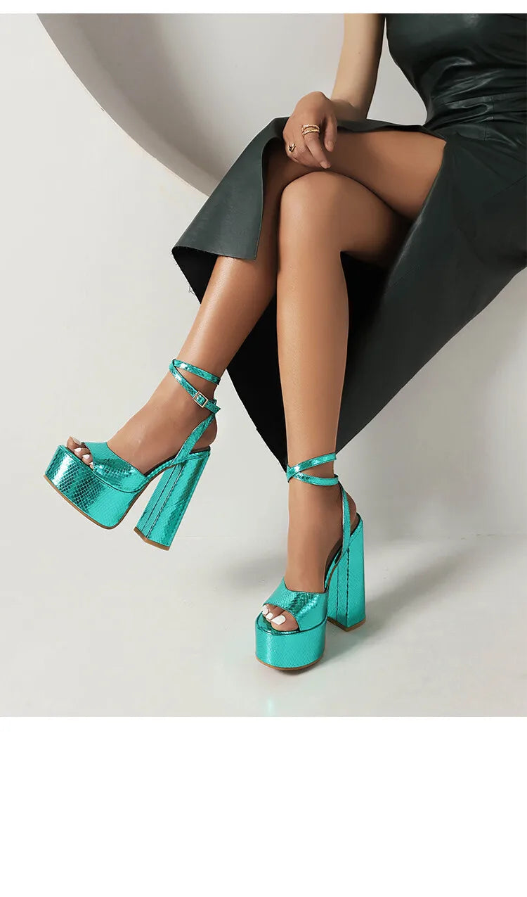 Big Size Oversize Large Size Sandals for Women and Ladies | Thick-Soled Thick Heeled Super High Heeled Sandals for Banquet Weddi