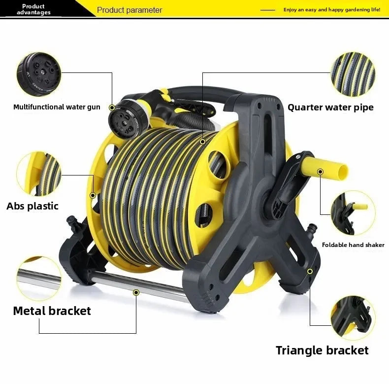 PVC Water Hose Pipe Reel Portable Garden Hose Reel Heavy Duty Cart with Cart for Car Wash Garden Irrigation Pipe Plant Flowers