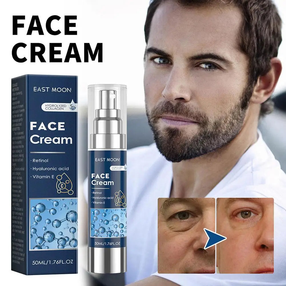 EAST MOON Men's Face Cream 50ml - Retinol, Hyaluronic Acid & Vitamin E, Deep Moisturizing Anti-Aging Oil Control for Men Care