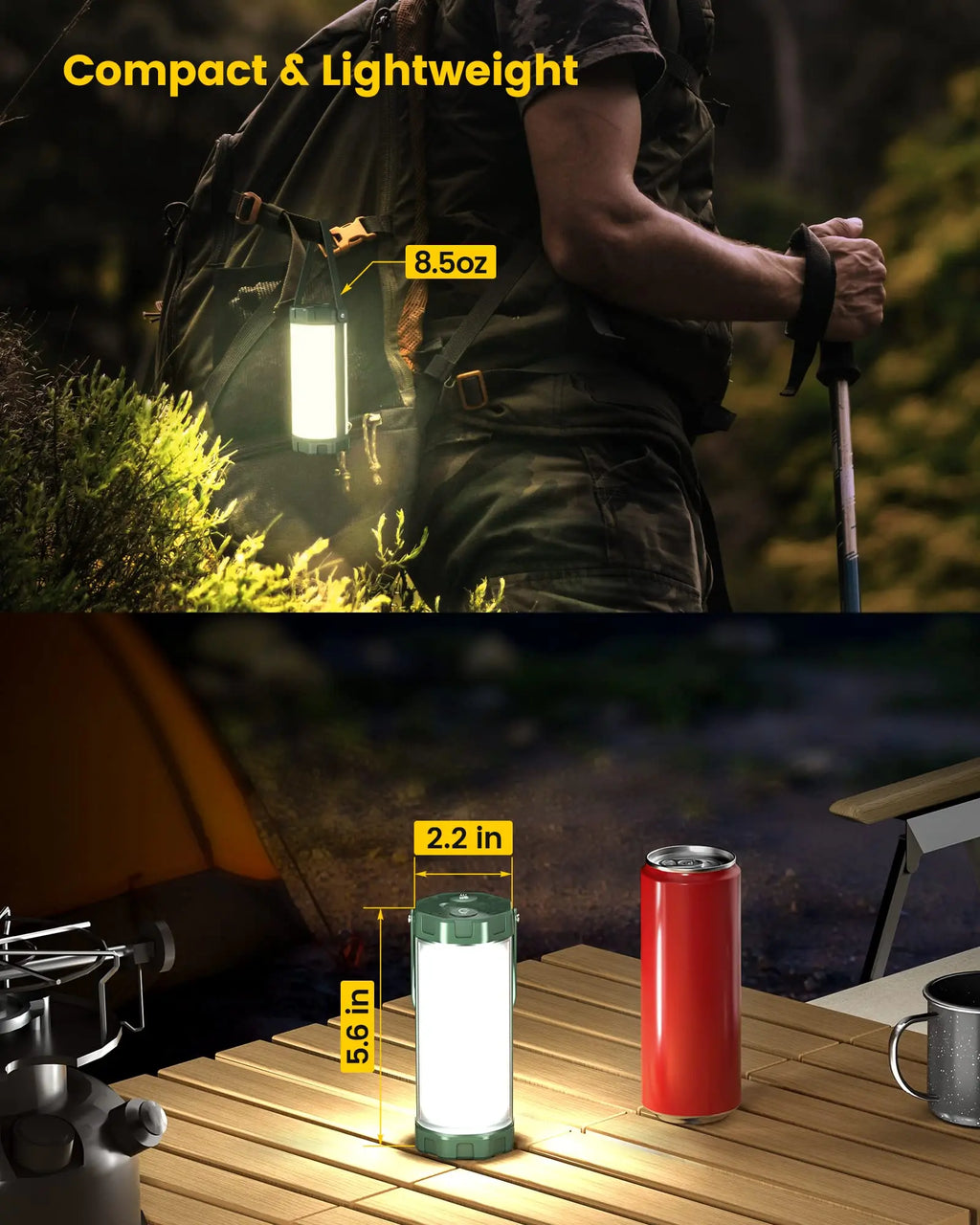 IP68 Waterproof Outdoor Led Camping Lights Lanterns Rechargeable 5000mAh Survival 1200LM Hiking Survival Camping Lights Lanterns